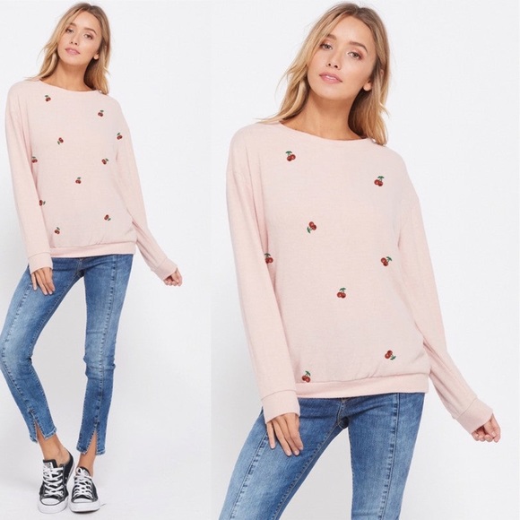 Tops - 🍒 Cherries Lightweight Graphic Sweatshirt